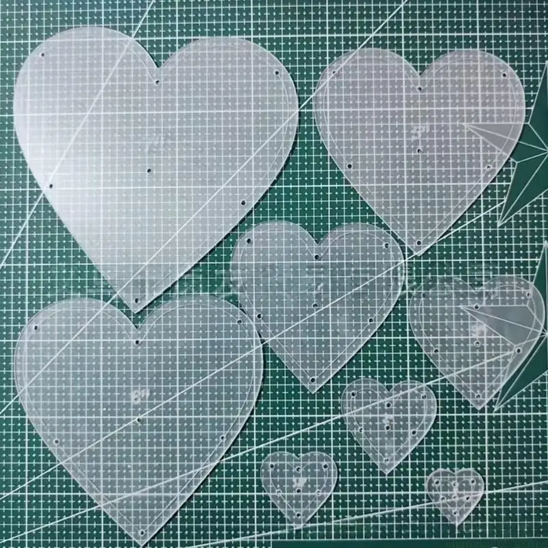 

8Pcs Acrylic Heart Stencil Set Perfect For Quilting And Sewing Patterns