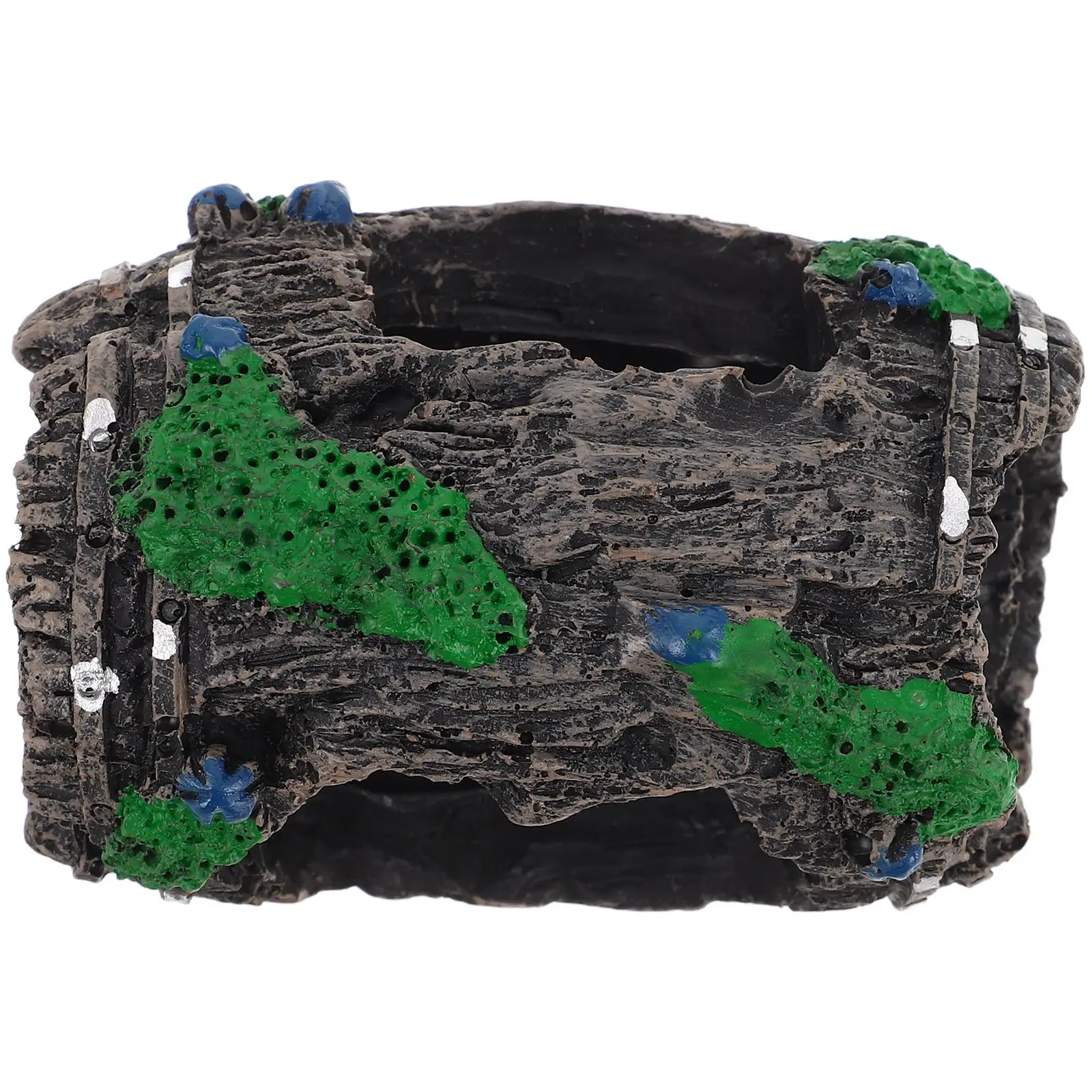 

1PC Fish Tank Decoration Black Resin Barrel Caves for Aquarium Betta Shrimp Reptile Shelter Ornament Aquatic Supplies
