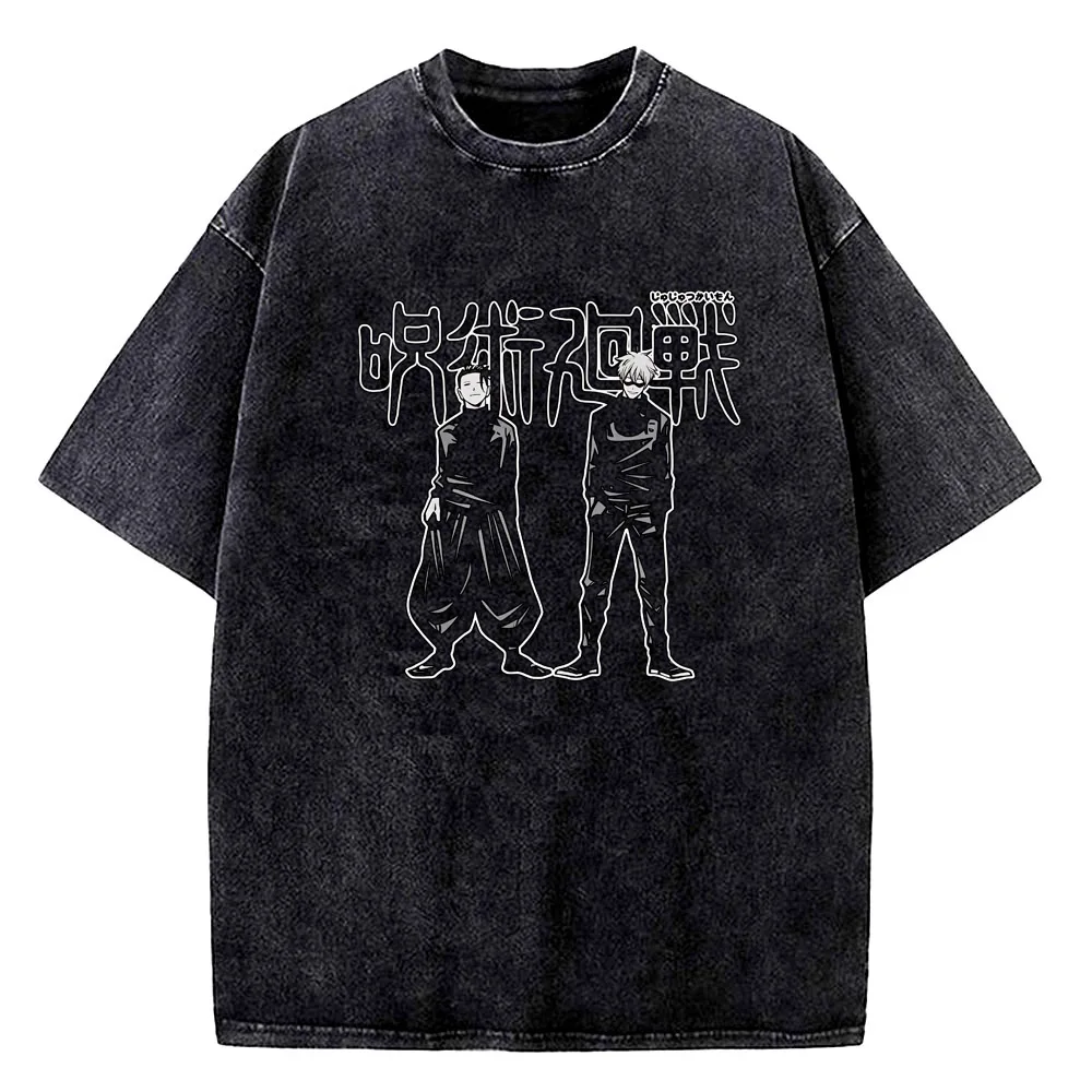 Anime Jujutsu Kaisen Choso Print T Shirt Men Women Y2k T-shirts Vintage Washed Cotton Tee Harajuku Male Short Sleeve Tshirt