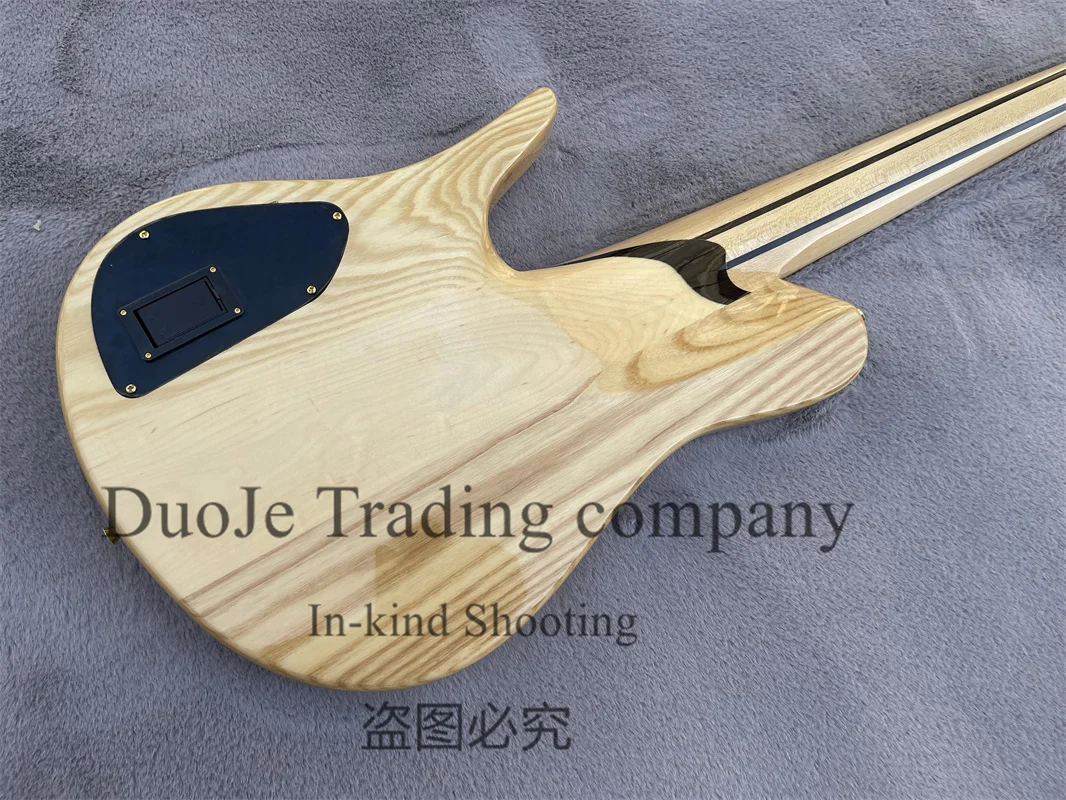 5 String Natural Electric Bass Fode Bass Maple Neck Through Body Brul Maple Top  Abalone Shell Inlay Active passive line