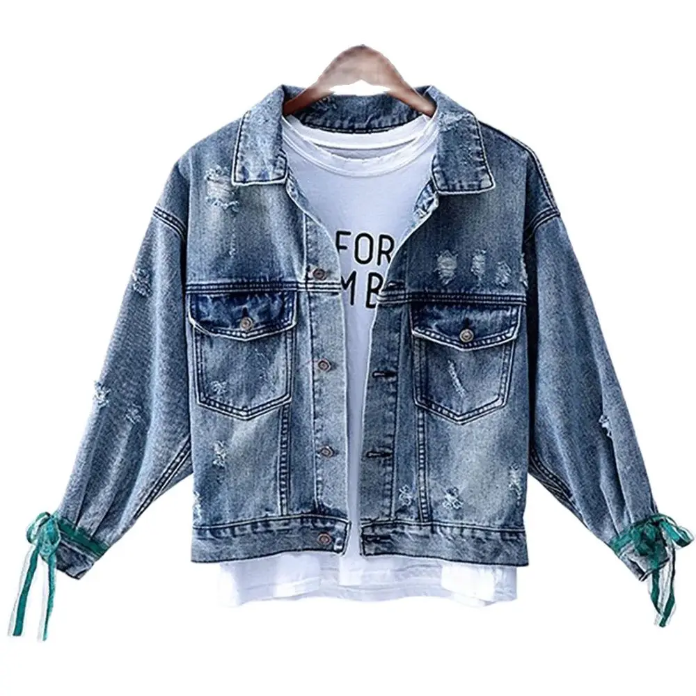 

Online Celebrity Embroidered Denim Jacket Women's Spring And Autumn New Loose Korean European Station Heavy Industry Short Coat