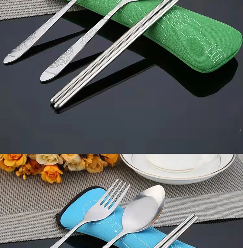 3-teiliges/4-teiliges/7-teiliges Picknick-Besteckset, Reise-Besteckset mit Etui, Tragbare Tasche für Abendessen, Haushalt, Reisen, Camping, Löffel – Detail 7