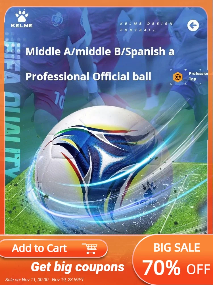 

Футбольный мяч KELME номер 5 для взрослых из ПУ кожи 2023 Сертифицированный официальный мяч для футбольного матча