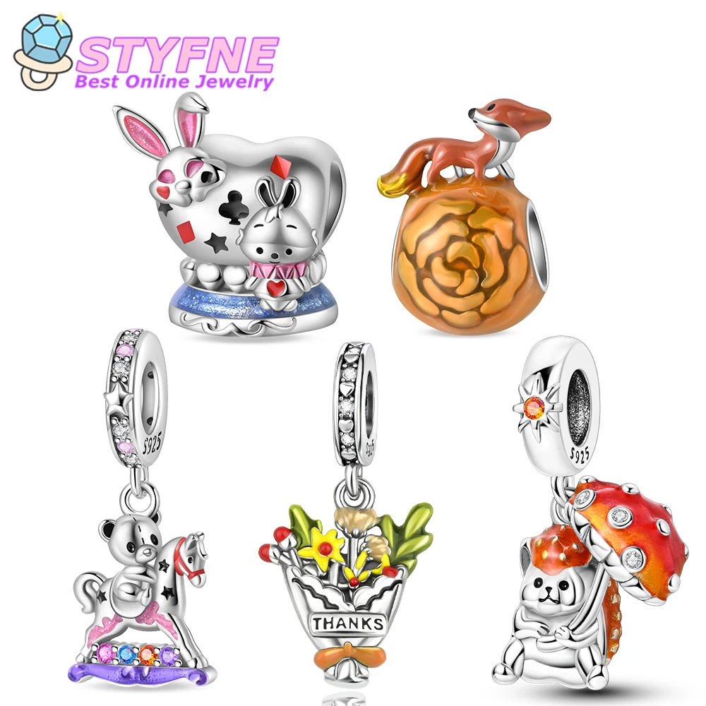 Sterling Silver 925 Fairy Tale World Series Fairyland Rabbit Charms Beads Fit Original Bracelet for Women Diy Fine Jewelry Gift