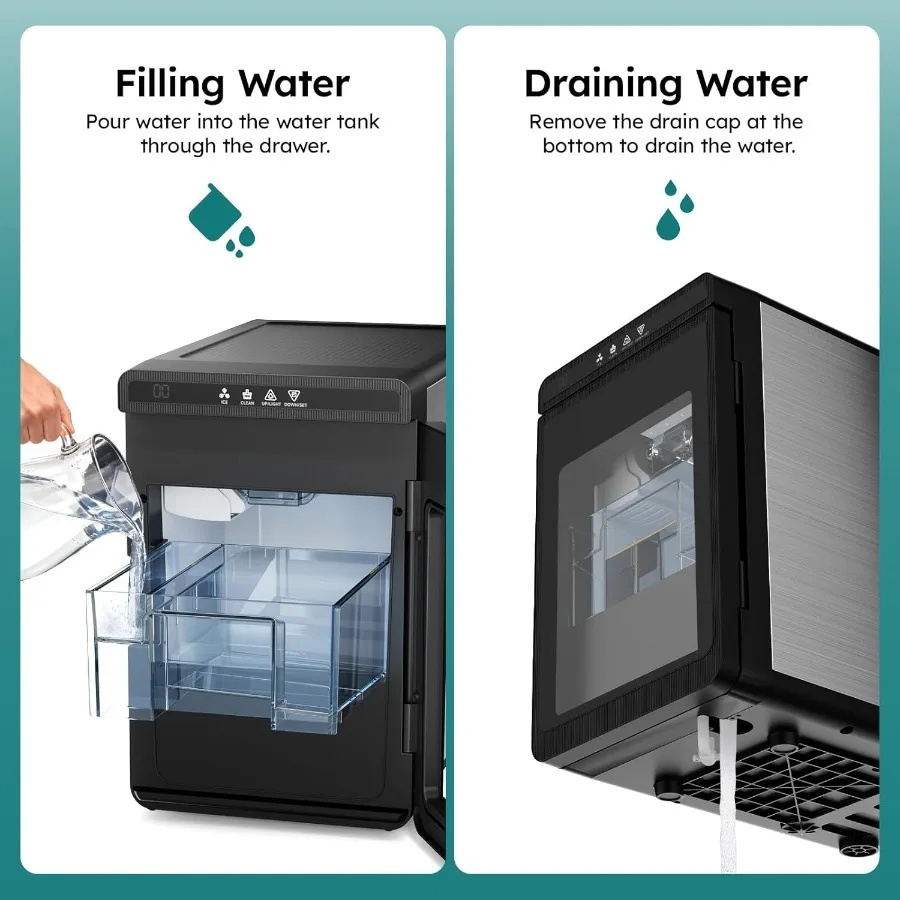 ماكينة صنع مكعبات الثلج الشفافة المعتمدة من ETL 3 كريستال 1.6 مكعبات ثلج شفافة في 10-20 دقيقة بطيئة الذوبان وسمك قابل للتعديل ذاتيًا