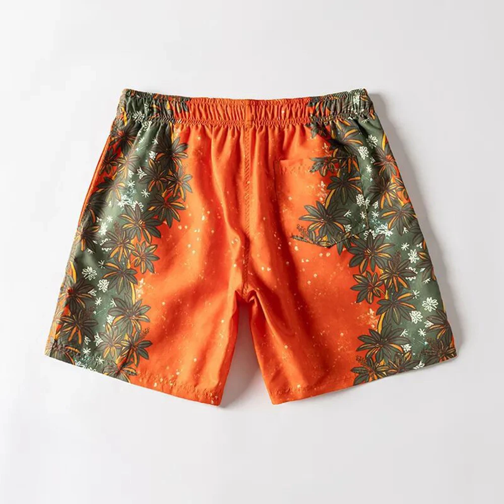 Mens Color Block Leaf Print Beach Shorts Streetwear Fashion Trend Niche Outdoor Versatile Swimming Shorts 2026 Men'S Clothing
