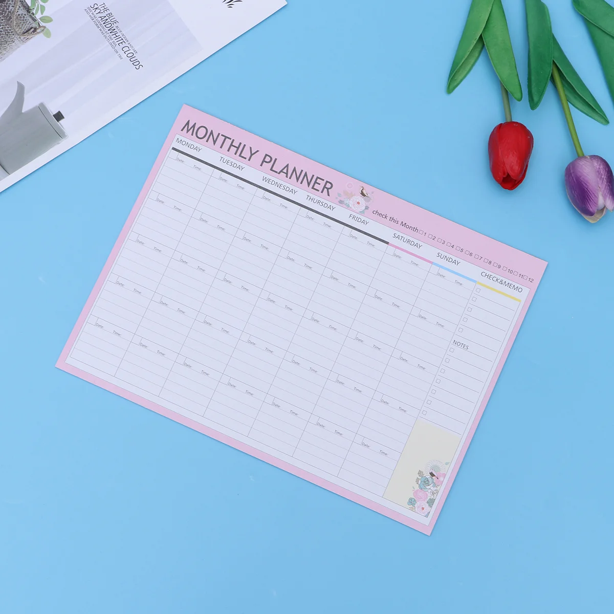 

Monthly Planner A4 Decorative Organizer Calendar Schedule Notebook Candy Weekly Daily Planner Memo Pad(Random Color)