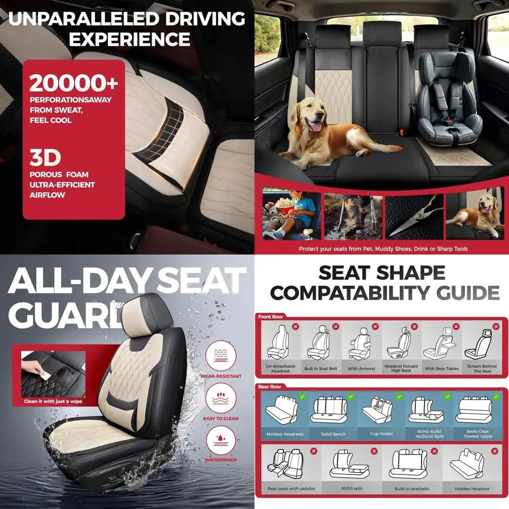 

Черные, бежевые чехлы на автомобильные сиденья, полный комплект — чехлы на сиденья из искусственной кожи наппа для автомобилей, роскошные дышащие водонепроницаемые передние сиденья с Лу