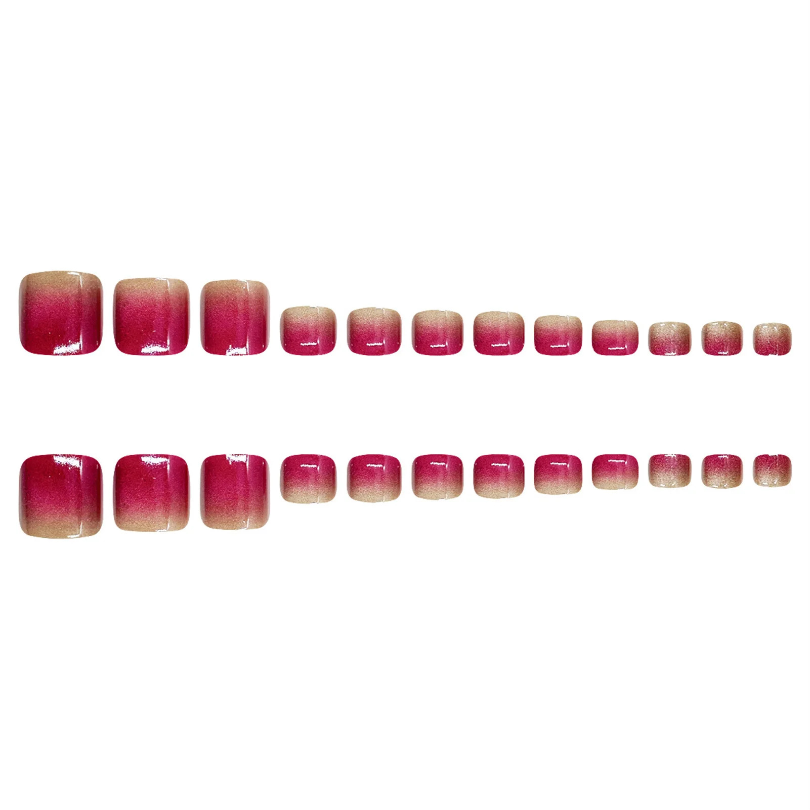 24 Stück Katzenaugen-Nagelaufkleber Eisrosa Farbverlauf Künstliche Zehennägel Zum Aufkleben Vollständige Abdeckung Falsche Fußnägel Nagelkunst – Detail 3
