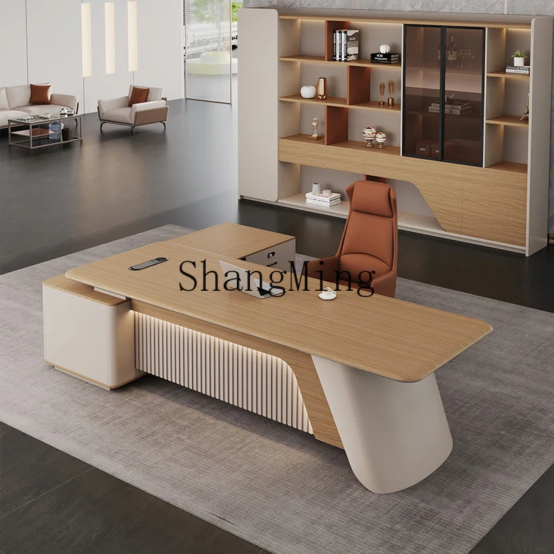 

SM senior boss desk light luxury high sense chairperson's office simple modern president's office desk and chairs