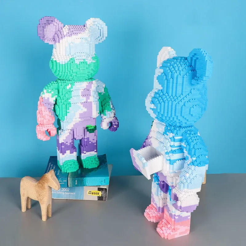 55cm Sea View Violence Bear Toy Lovely Assemble Particles DIY Assembly Painting Bear 3D Model Children\'s Toys Birthday Xmas Gift