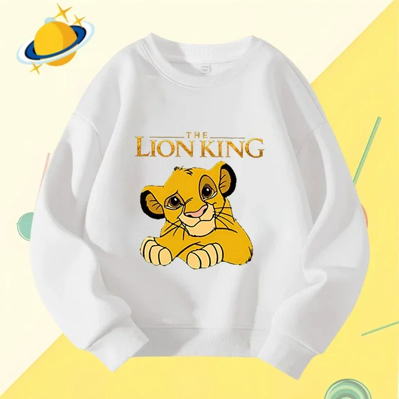 Lion King children\'s crewneck hoodie Disney cartoon print autumn and winter long-sleeved sweatshirt boys and girls casual top