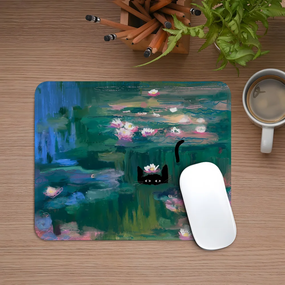 Nia Gould Artistic Illustration Kawaii Cat Mouse Pad Esports Mousepad Laptop Computer Office Desk Mat Rubber Small Anti Slip Pad