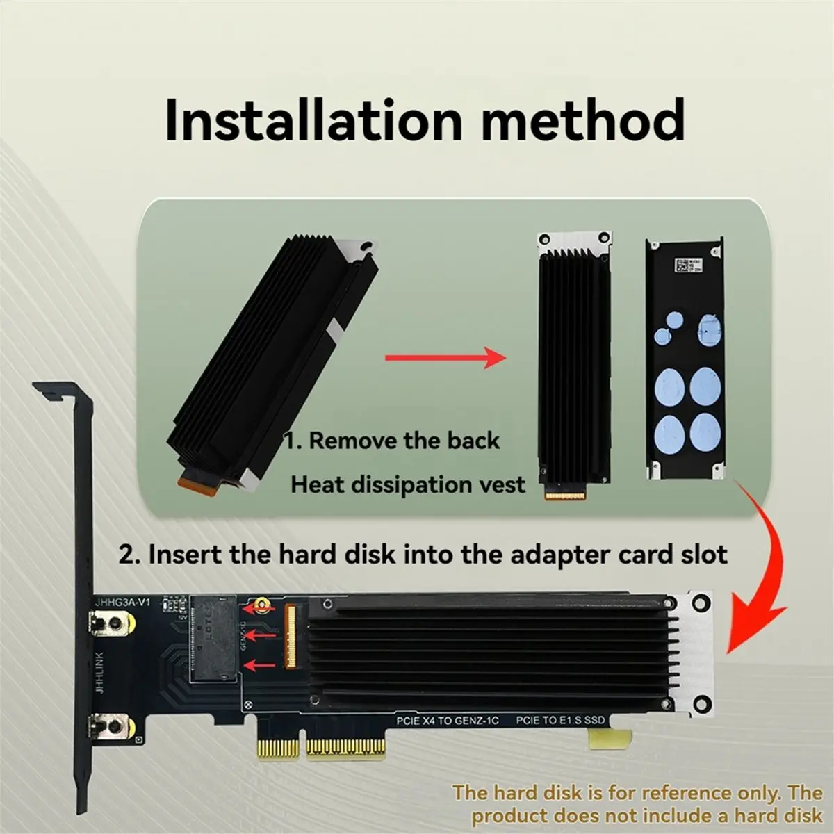 giftnew PCIE X4 to GENZ-1C Adapter Card PCIe 5.0 X4 to E1.S SSD Expansion Card for NVMe Adapter X8/X16