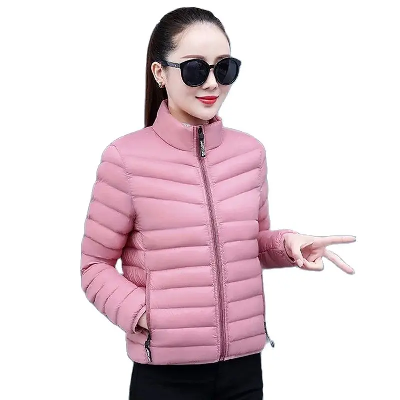 

Fashion Short Warm Cotton Jacket Female Tops Autumn Winter Women Cotton Coat Stand-Up Collar Zipper Casual Parker Coat Outerwear