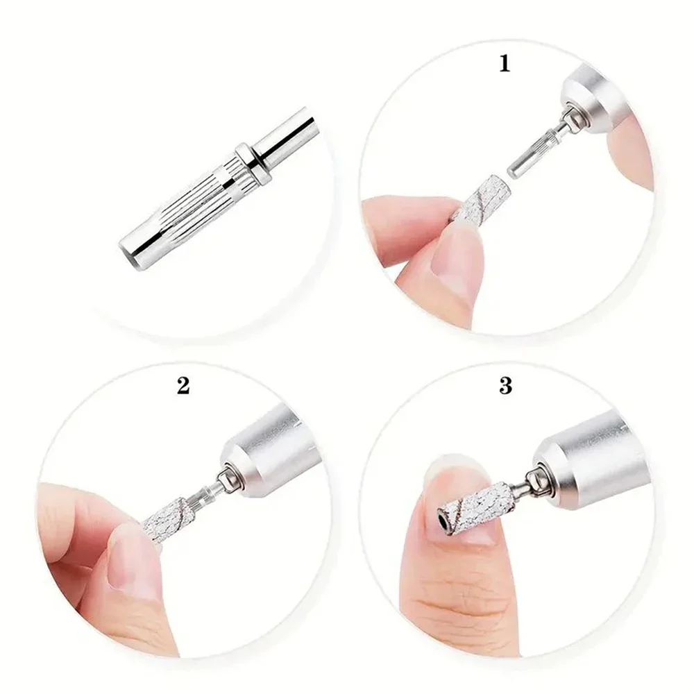 5pcs 3mm Mandrel Bit For Nails Stainless Steel Sanding Bands For Manicure Sandpaper Ring Holder 3/32 Nail Drill Accessories