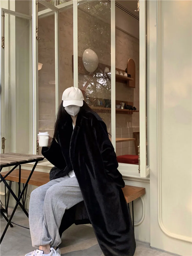 2025 ملابس نسائية سميكة متوسطة الطول معطف فرو صناعي شتاء جديد 1130 #3