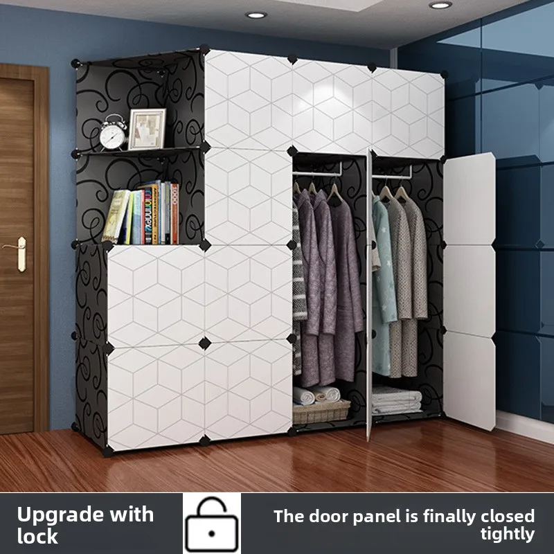 Simple wardrobe plastic steel frame assembly wardrobe single wardrobe combination double storage cabinet simple modern economica