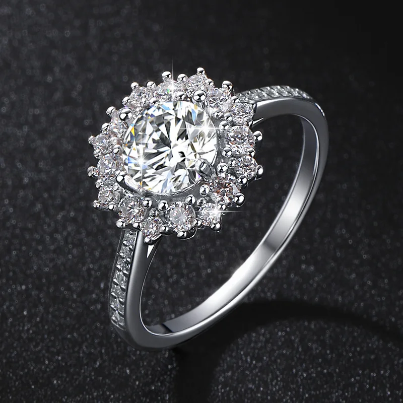 

1ct Moissanite Ring 925 Sterling Silver Classic for Women Wedding Jewelry Engagement Charm Party Fashion Ring