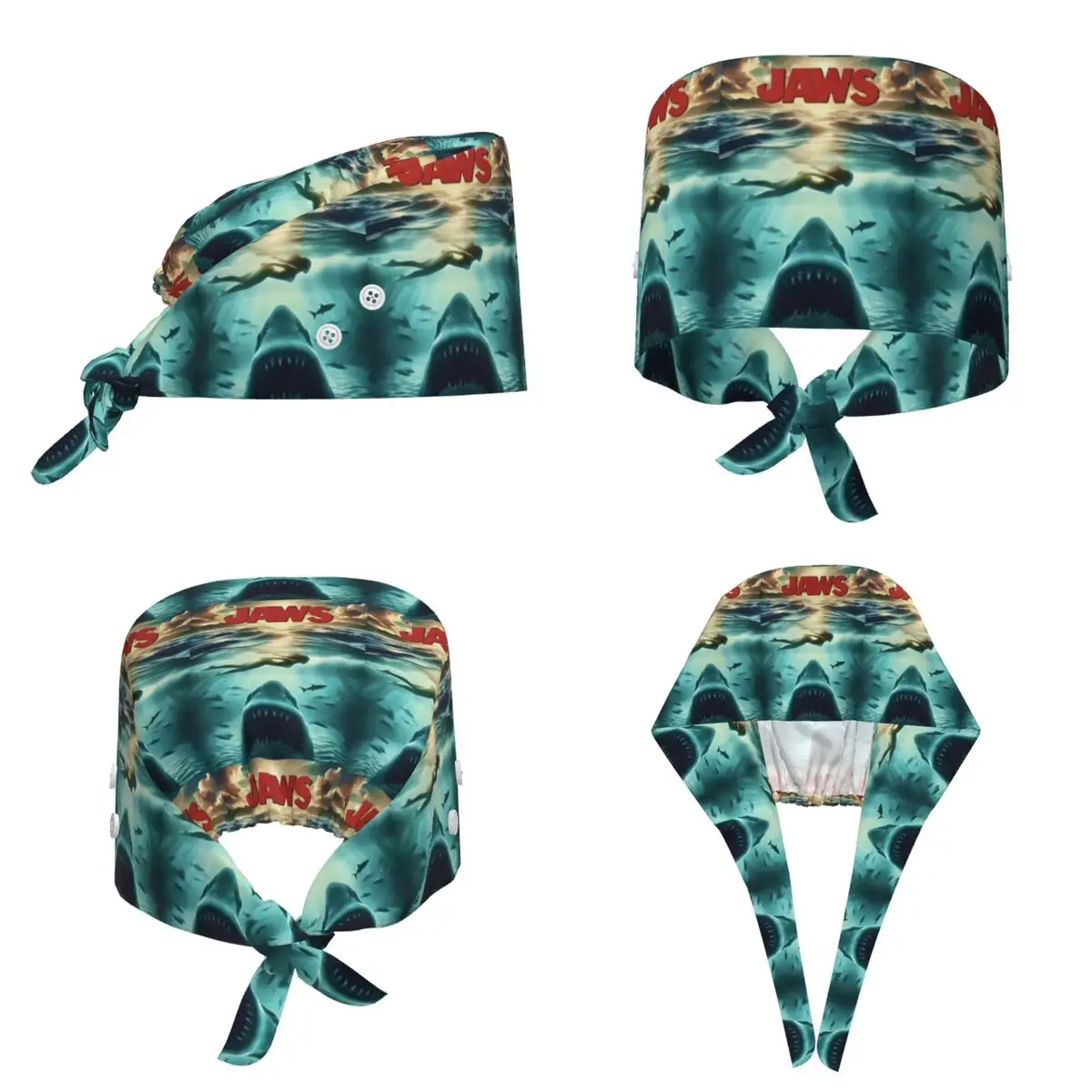 Jaws Horror Movie Scrub Hat Doctor Working Surgical Cap Men Women Adjustable Nursing Caps for Dentist
