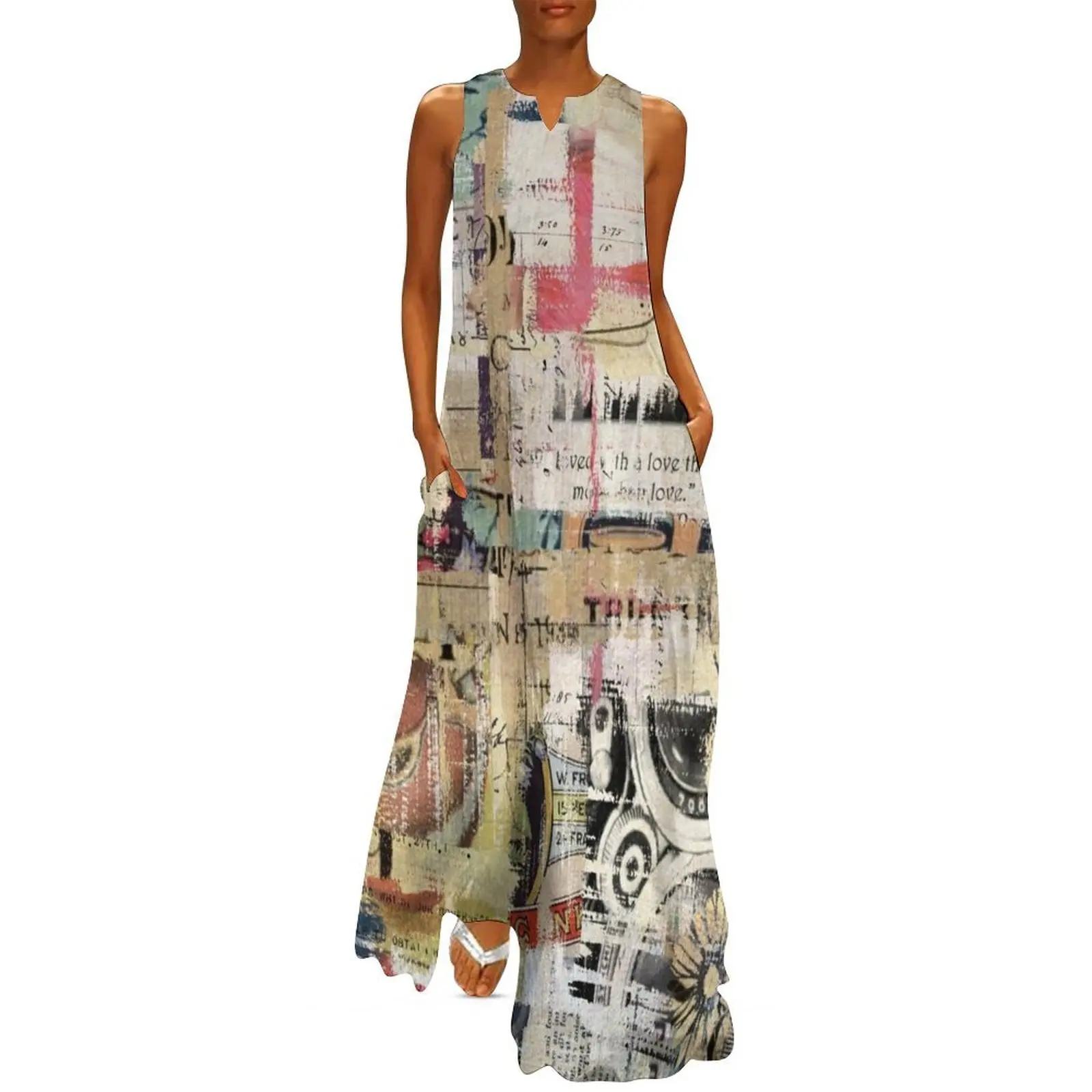 

Vintage Collage Art 2 Long Dress beach outfits for women dresses for woman dress korean style dresses summer