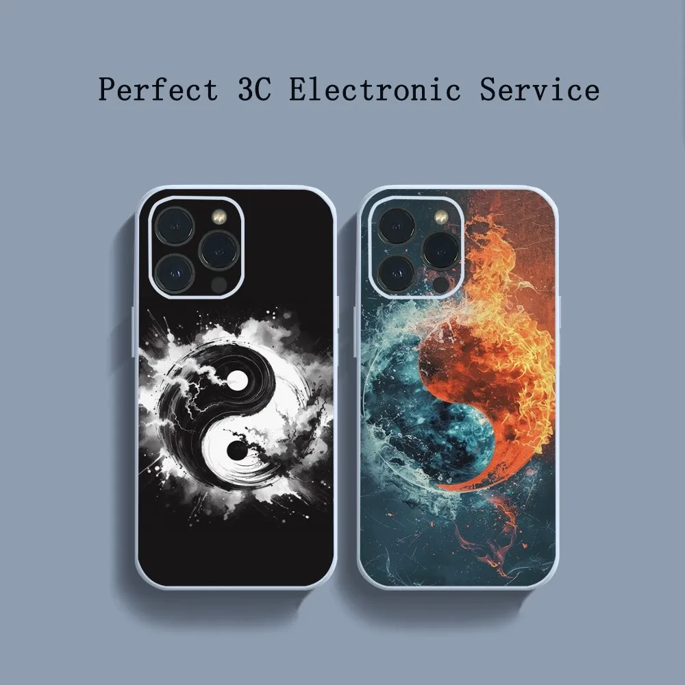 Eight Diagrams Taiji Yin Yang Cover  Phone Case For iPhone 14 13 12 11 Pro Max XS Max X XR 7 8 Plus Mini Blue TPU material