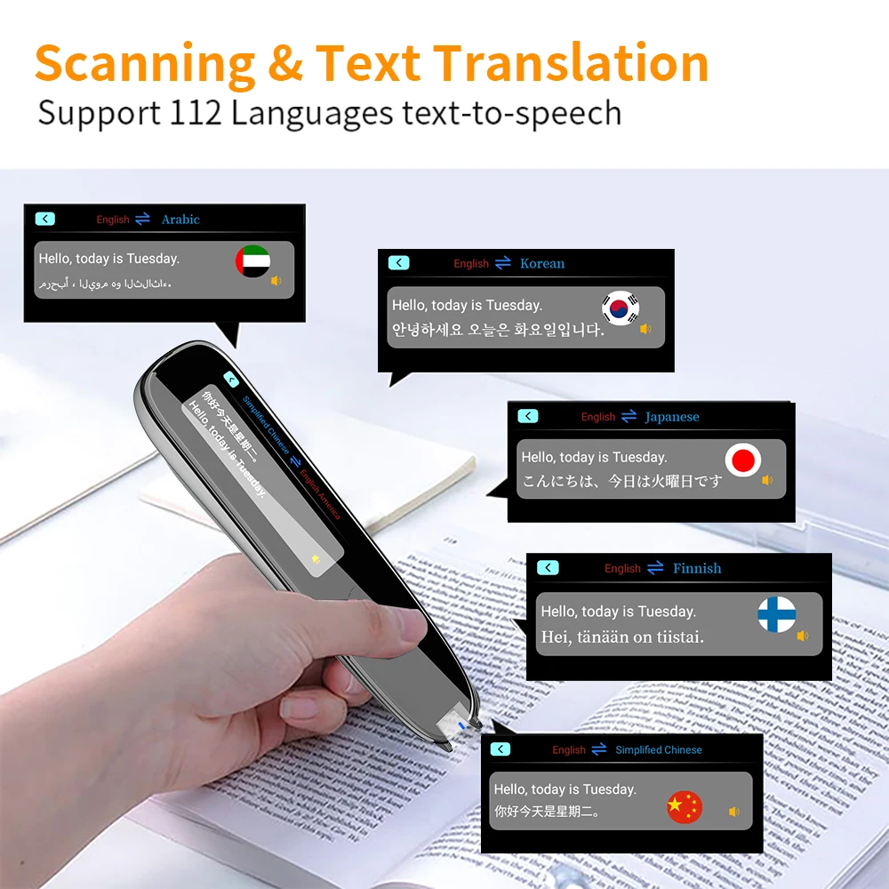 Imagem -04 - Translatorand Reading Pen para Autismo Dislexia Smart Voice Scan Translator 110 Idiomas 112 Idiomas