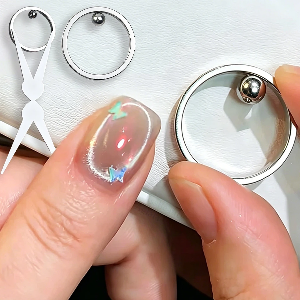 Imán de Ojo de Gato Circular Negro Anillo Magnético Fuerte para Diseño de Esfera Hueca DIY Herramientas Magnéticas para Uñas Gel UV Remojable