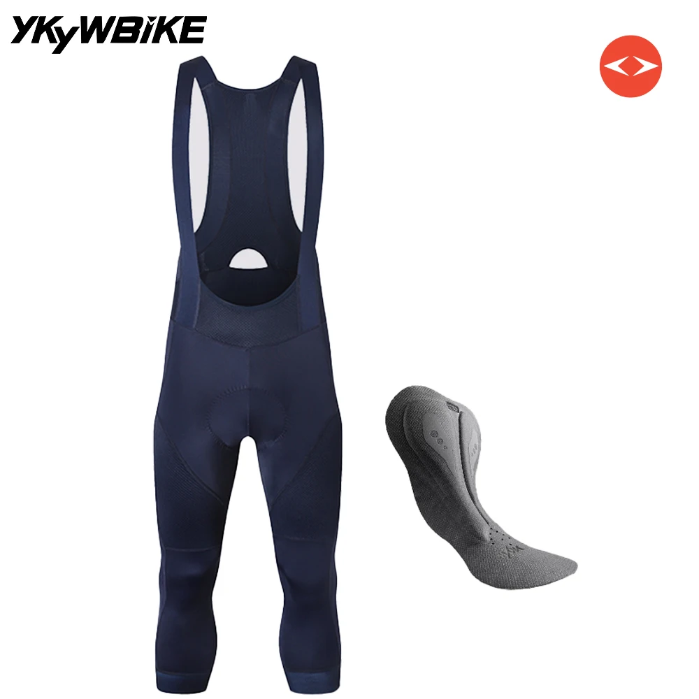 YKYW Herren Sommer 3/4 Radfahren Trägerhose Dunkelblau Kaffee Dunkelgrau Fahrradstrumpfhose Hose Sport MTB Bike Shorts 4-Stunden-Fahrt gepolstert – Detail 19