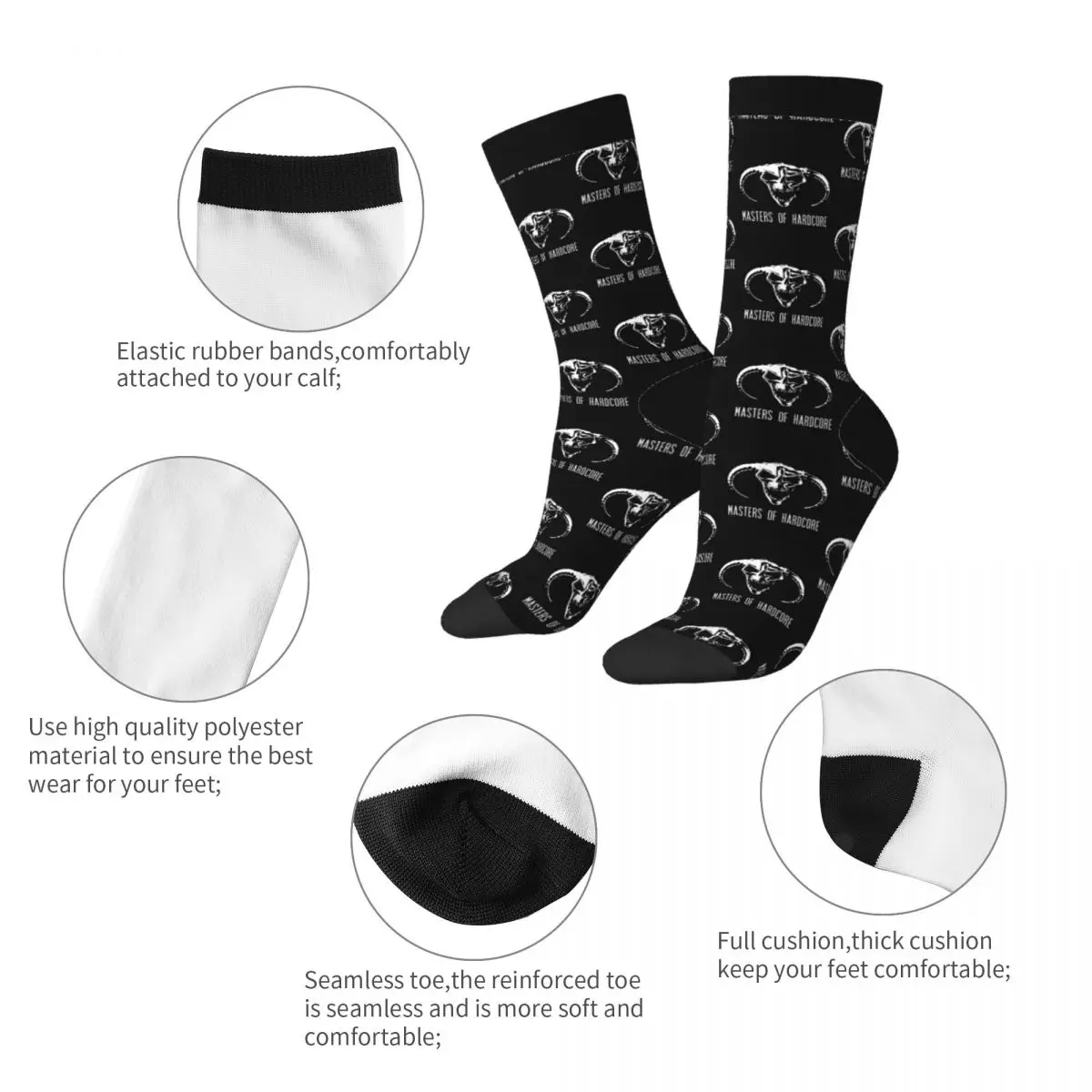 Masters Of Hardcore Socks Men's Women's Polyester Funny Happy Dutch Socks Novelty Spring Summer Autumn Winter Stockings Gifts