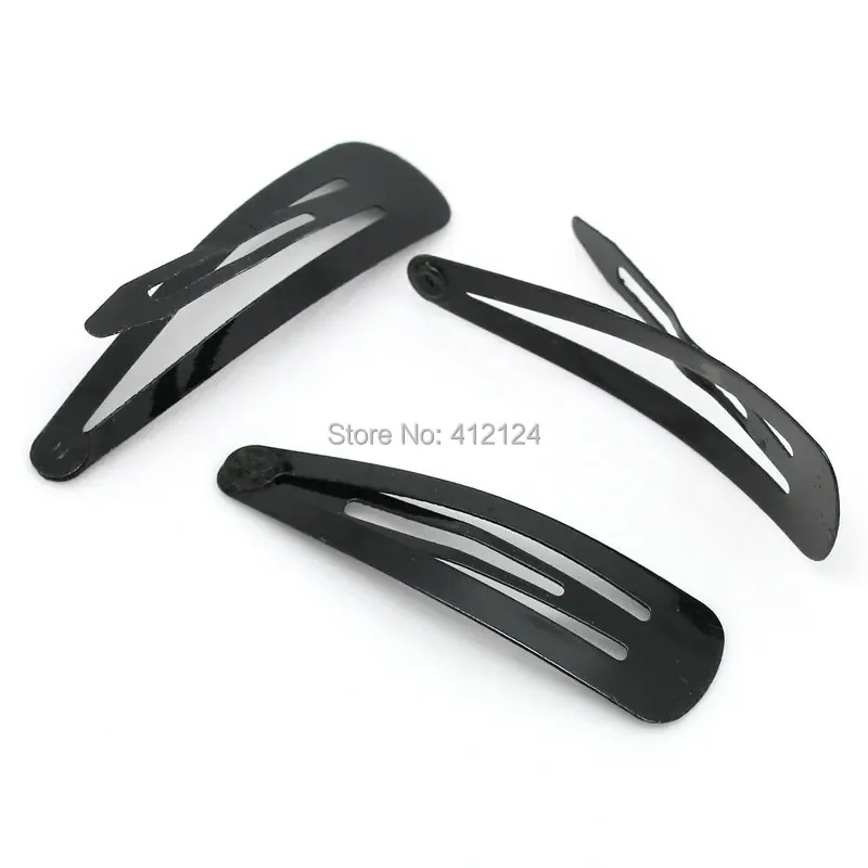 500Pcs Black Hair Clips Snap Barrettes Head Charms Fashion Finding Jewelry 46x13mm
