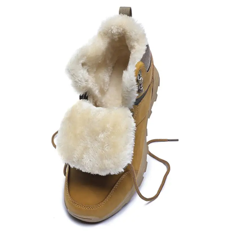 New Men Winter Snow Boots Waterproof Men's Hiking Boots Super Warm Plush Men's Boots Outdoor Non-slip Men Work Shoes Size 48