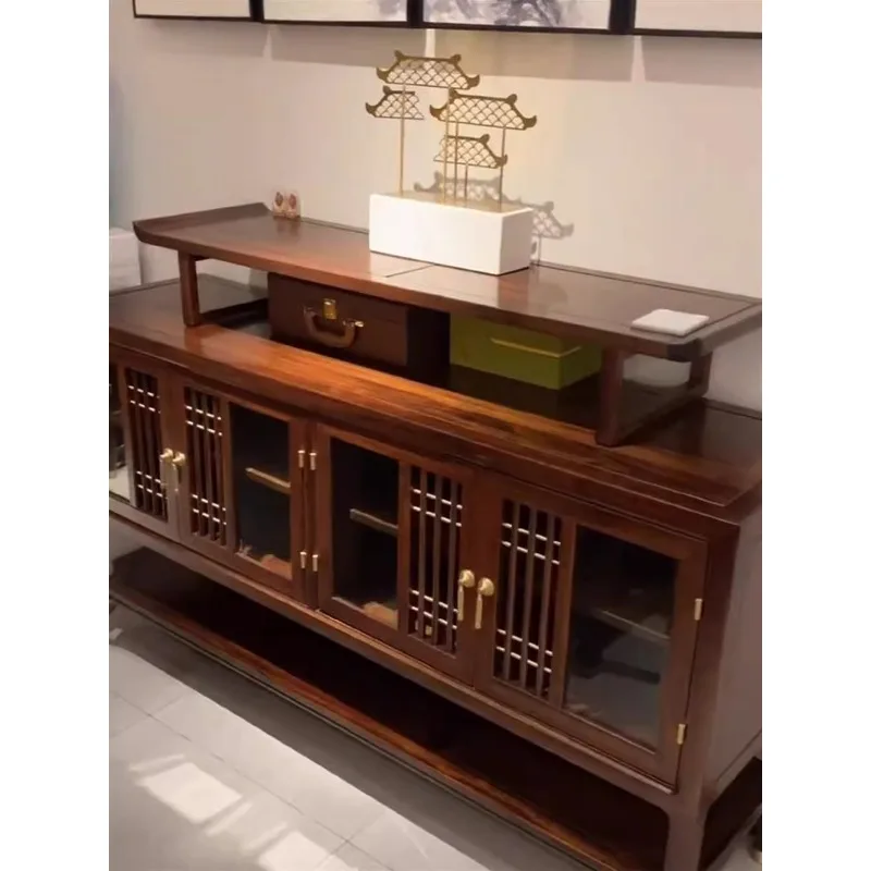 

New Chinese ebony wood dining side cabinet modern zen household tea cabinet living room light luxury partition furniture