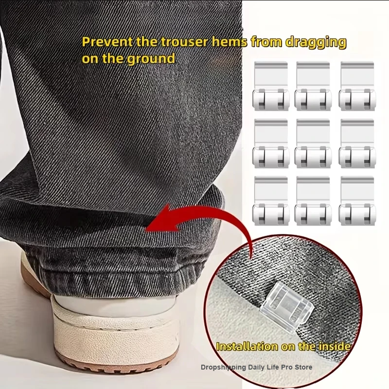 1~10PCS Invisible Leg Shortening Clip, Non-Slip Pants Edge Clip, Quick Fix Hem Clip, Hidden Pants Adjuster, Sewing Accessories