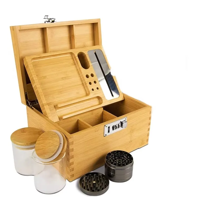 

Storage box Magnetic deodorant tank Wooden bamboo storage box with rolling tray