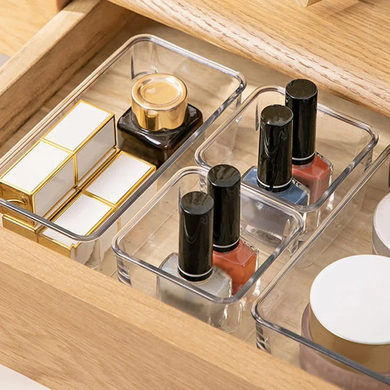 

7Pcs/set Desk Drawer Organizers Set Plastic Bathroom Storage Makeup Organizer Clear Transparent Storage Box Drawer Organizer