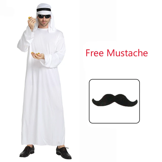 Umorden Arab Arabian Sheikh Costume for Adult Men Middle East Clothes Sultan White Robe Fantasia Purim Halloween Fancy Dress AliExpress 200000532