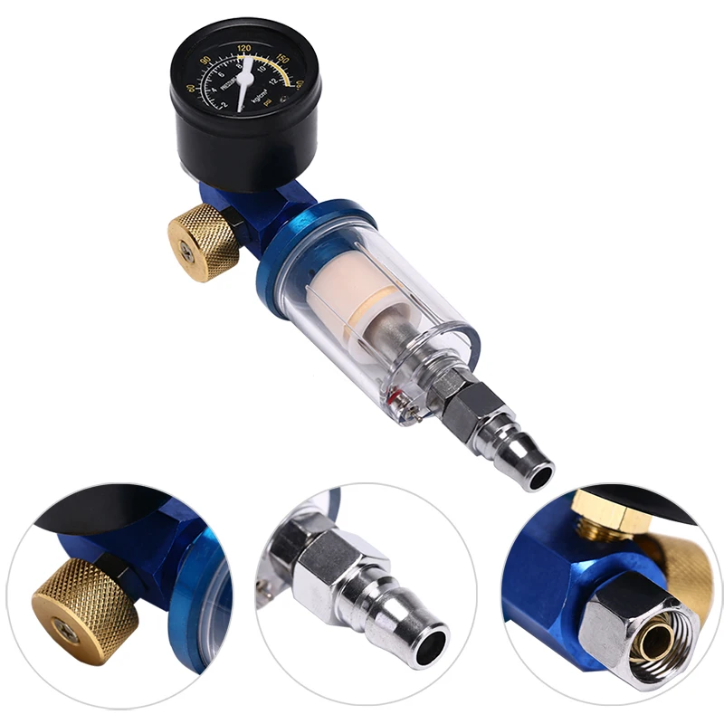 Kit di verniciatura a spruzzo da 2 pezzi/set, manometro per regolatore dell'aria e filtro separatore in linea per aria, olio e acqua