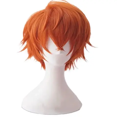 Anime Mystic Messenger 707 Cosplay Synthetic Wig Short Red Orange Heat Resistant Hair Cosplay Wigs