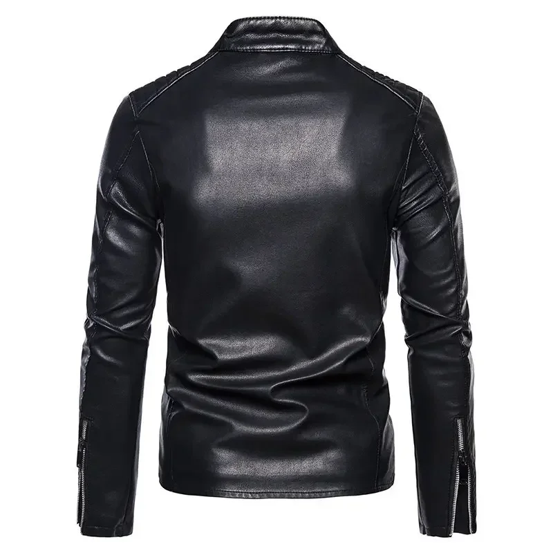 Spring Autumn Men Leather Jackets Zipper Motorcycle Jacket Men Faux Leather Outwear Moto Biker PU Coat Mens fashion leather wear
