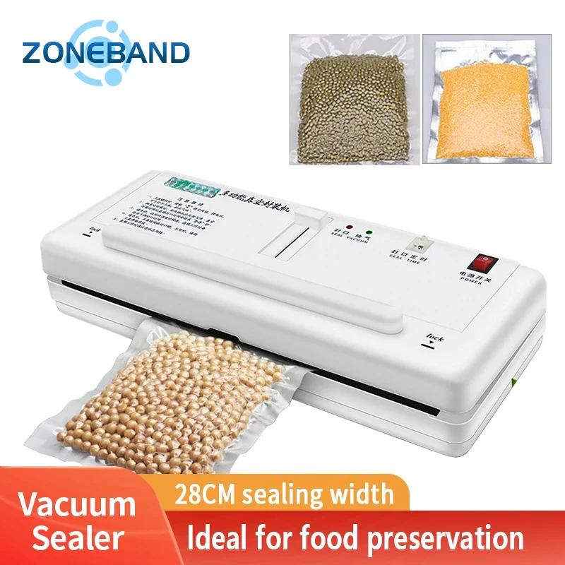 

ZONEBAND Портативный вакуумный упаковщик Foodsaver, упаковочная машина для запечатывания пакетов, 28 см, консервация продуктов питания, мяса, овощей, универсальная для дома