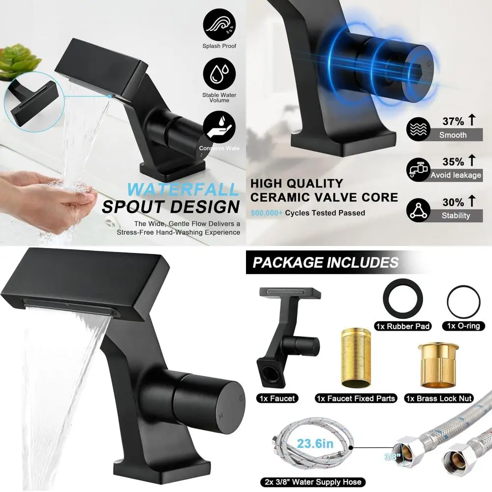 

Single Handle Brass Deck Mount Bathroom Faucet with 2 Holes for RV and Vanity Sinks