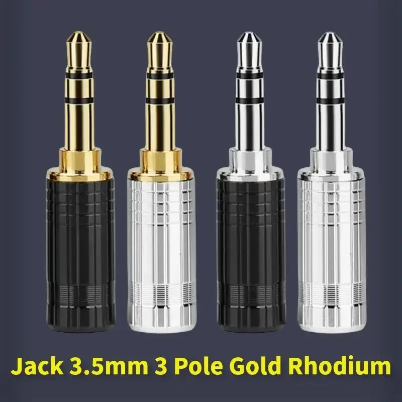 Jack 3.5 mm 3 Pole Speaker Terminal Audio Connector Male Plug Consumer Electronics For Soldering Earphones Gold Rhodium Plated