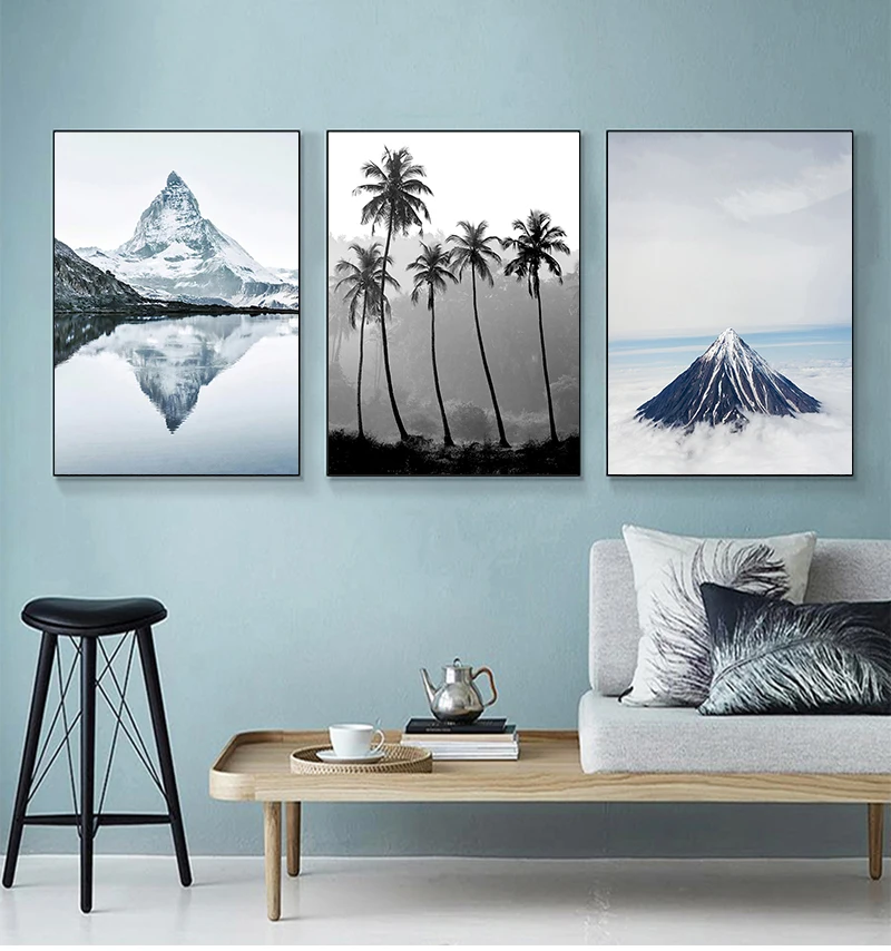 Matterhorn Mountain Peak Tree Boat Lake Wall Art Canvas Painting Nordic Posters And Prints Wall Pictures For Living Room Decor