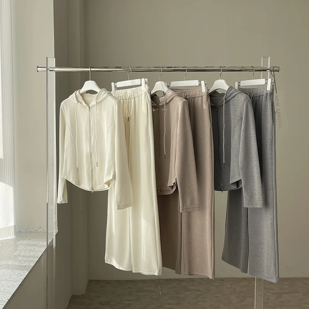 

Casual Rayon Set Hooded Versatile Slimming Top Wide Leg Pants Two Piece Set Comfortable Breathable Commute Sle Long Sve