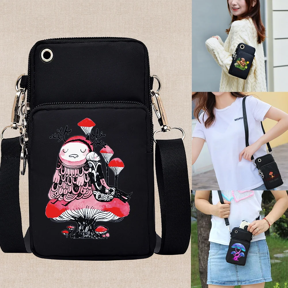 Universal Mobile Phone Bag for Samsung/iPhone/Huawei Case Wallet Outdoor Sport Arm Shoulder Bag Mushroom Series Phone Pouch