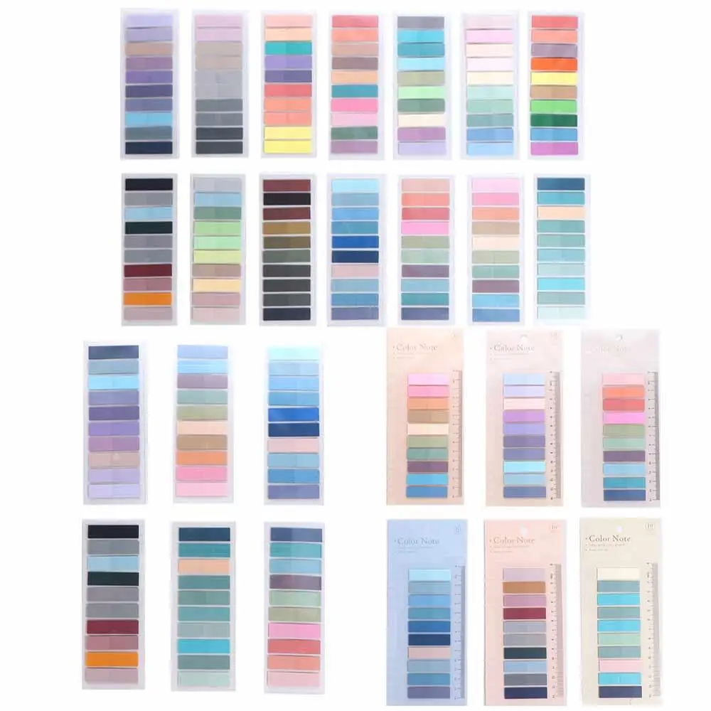 Self Adhesive Index Tabs Set Waterproof Transparent Morandi Sticky Notes Multi Color PET Page Marker Tabs Office School Supplies