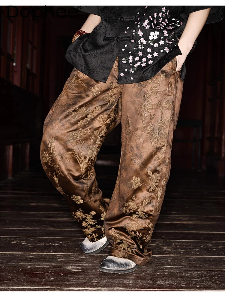 

Men's 2025 Autumn New Chinese Style Jacquard High-End Trousers Men's Straight Comfort Long Pants Male Handsome Soft Trendy Pants