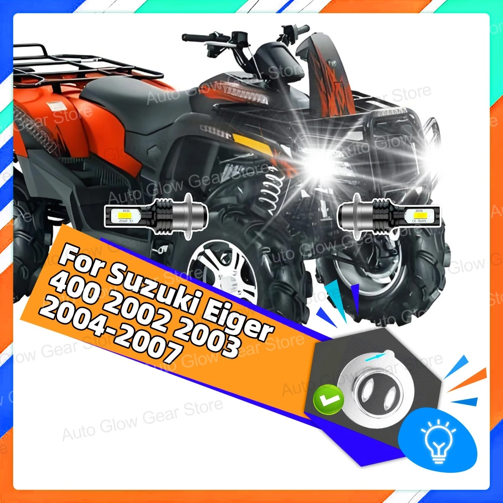 

2x для Suzuki Eiger 400 2002 2003 2004 2005 2006 2007 светодиодные фары H6 6000K белые лампы 18000LM
