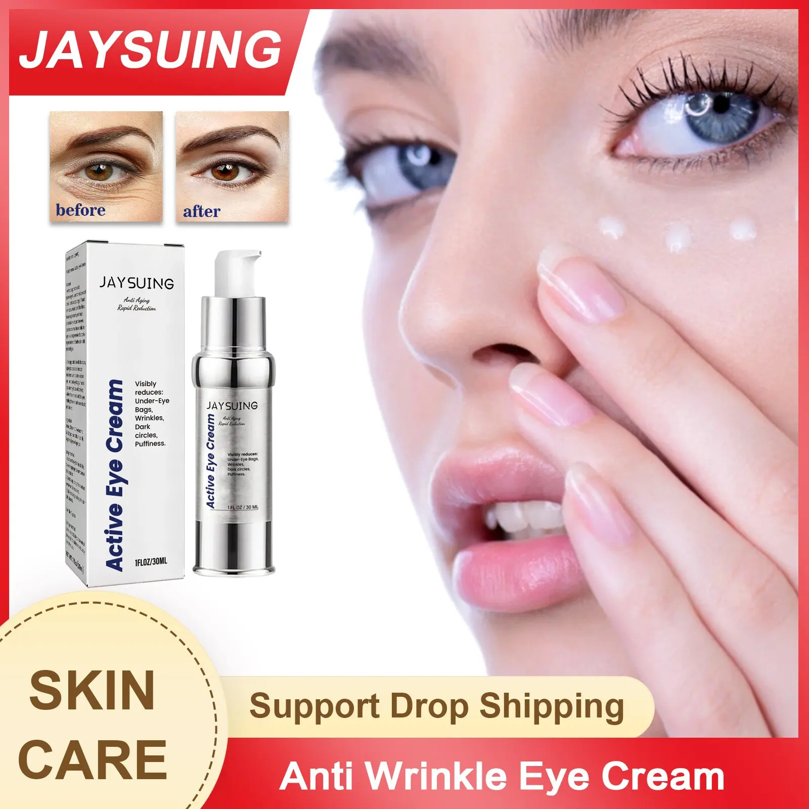 Anti Aging Eye Serum Wrinkle Removal Lighten Fine Line Remove Eye Bag Against Dark Circle Nourishing Anti Puffiness Eye Essence